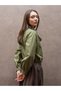 Khaki Green Poplin Shirt with Tie Detail - 6