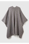 Women's Anthracite Melange Cotton and Wool Blend Reversible Poncho - 4