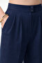 High-Waisted Navy Blue Crepe Palazzo Pants – Wide Legs, Flowing Texture, Office & Casual Chic - 5