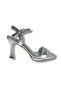 600-26 Shiny Glittery Leather Single Strap Mid Heel Women's Sandals - 2