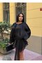 Women's Black Premium Trend Shiny Fabric Flowing Balloon Sleeve Skirt Ruffle Shorts Dress Ely-38990001 - 3