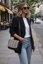 Black Shoulder Bag with Colorful Straw Detail - 2