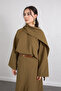 Shawl Collar Skirt Set 266013 - Oil Green - 2