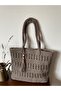 Handmade Paper Rope Knitted Bag, Daily Use Shoulder Bag with Strap, Lined, Pocketed, Snap Fasteners, Gift Bag - 3