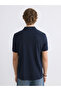 Navy Blue Polo Collar Combed Cotton Men's T-Shirt - 4