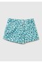 Girl's mint green all-over pattern button-up adjustable waist velvet bermuda shorts