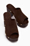 Gracia Brown Suede Platform Heeled Women's Slippers - 5