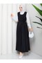 Button Detailed Pleated Jile Hijab Dress Rc6032