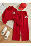 Children's New Bow Printed 100% Cotton Long Sleeve Half Zipper Sweatshirt-Sweatpants (3-12 Years)