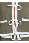 Women's Colorblock Trim Texture Tie Front Sweater with Skirt Set - 4