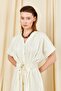 Women's Ecru 199 Low Sleeve Pleated Detailed Buttoned Front Poplin Dress - 5