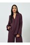 Women's Solid Lapel Neck Long Sleeve Top With Pants Set - 2