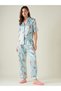 Blue Silky Satin Printed Shirt and Pyjama Set - 3