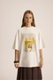 Fork Design White Oversize T-Shirt - 2