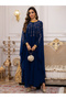 Navy Blue Embellished Cape Style Abaya and Dress Modest Set - 5