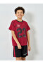 Boys Red Football Graphic T-Shirt and Shorts Set - 2