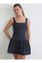 Timeless Clothing & Timeless Choices Square Roba Collar Pleated Mini Jean Dress