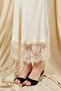 Women's Ecru 238 Lace Hem Satin Long Skirt - 5