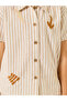 Boys Beige Striped Shirt and Shorts Set - 3
