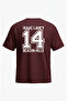 Teen Wolf Isaac T-Shirt - Burgundy Printed Oversize Crew Neck Short Sleeve Loose Fit