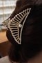 Pearl Crown Shaped Gold Color Large Size Clasp Clip – Stylish and Elegant Hair Clip - 3