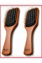 2-Piece Wooden Needle-Tip Hair Combing Brush (Stainless Steel) Does Not Cause Static Electricity, Cherry Wood Handle - 2