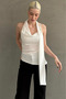 White Degaje Collar Scarf Stylish Women's Blouse Mg2650 - 7