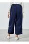 Girls Navy Blue Wide Leg Joggers with Lace Detail - 4