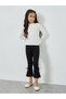 Girls Black Cotton Knit Leggings with Mesh Detail - 2