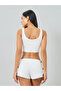 White Bow Detail Lace Trim Slit Camisole and Brief Set - 5