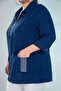 Plus Size Women's Pocket Zipper Shirt Navy Blue - 4