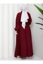 Scarf Collar Buttoned Strawberry Fabric Hijab Dress Rc6038 - 9