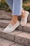 Women's Loafers Soft Real Leather Anatomical Ballet Flats Shoes C1001-Gold - 2