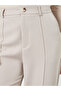 Beige Straight Leg Pants with Pintuck Detail - 3