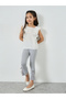 Girls Grey Cotton Knit Leggings with Mesh Detail - 2
