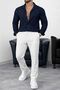 Men's Lycra Crepe Fabric Striped Shirt and Trousers Set