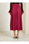 Burgundy Pleated Midi Skirt - 4