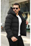 Men's Black Inflatable Coat with Hood - 2