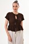 Women's Front Lace Detailed Wrinkled Blouse 260088 - - 3