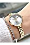 Silver Dial Stone Numeroved Gold Metal Women's Wristwatch