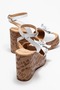 Harold Women's Genuine Leather Wedge Heel Sandals White - 3