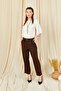 Women's Dark Brown 3523 Pocket Look Double Fleece Belted Jogger Pants