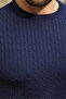 Navy Blue Crew Neck Knitwear Men's T-Shirt E7468 - 3