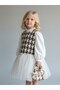 Girl's Houndstooth Patterned Bag Design Dress - 2