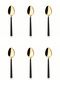 Set of 6 Gold Stainless Steel Dinner Spoons – Table Spoons with Black Handles - 2