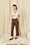 Women's Light Brown 3523 Pocket Look Double Fleece Belted Jogger Pants - 3