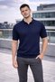 Elatus Striped V-Neck Fine Knit Relaxed Fit Polo Collar Men's T-Shirt - Navy Blue - 5