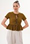 Women's Front Lace Detailed Wrinkled Blouse 260088 - - 4
