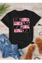 Black Pink Printed T-Shirt, Oversized Unisex Tee Shirt Kids / Adult