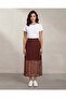 Women Burgundy A-Line Lace Midi Skirt - 3